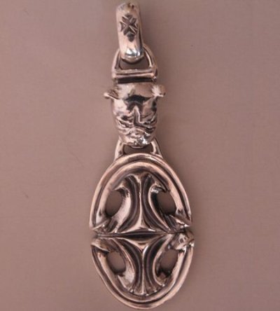 Photo3: Bulldog & Sculpted Oval Pendant