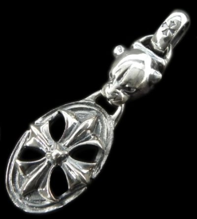 Photo2: Panther & Cross Oval Pendant