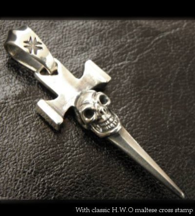 Photo2: Quarter Single Skull Dagger Square Bottom & H.W.O Pendant