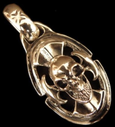 Photo1: Skull On Battle-Ax With H.W.O Pendant