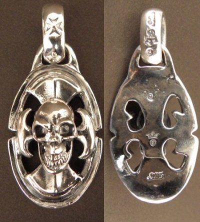 Photo2: Skull On Battle-Ax With H.W.O Pendant