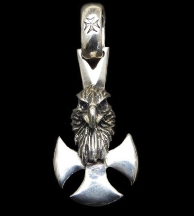 Photo1: Eagle with round zip cross Pendant