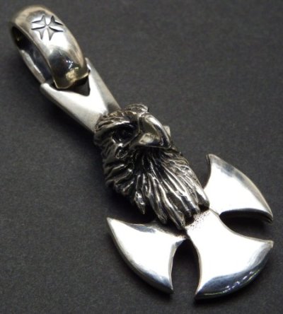 Photo2: Eagle with round zip cross Pendant