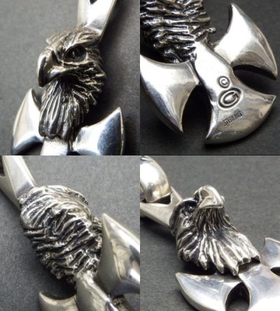 Photo4: Eagle with round zip cross Pendant