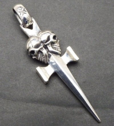 Photo3: Double Skull Dagger Square Bottom & H.W.O Pendant