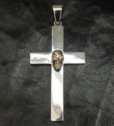 Photo3: 10k Skull On Plain Cross Pendant (Small)