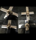 More Photo3: 10k Skull On Plain Cross Pendant (Small)