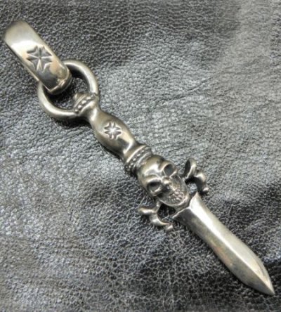 Photo4: One third Skull On Dagger Pendant With H.W.O