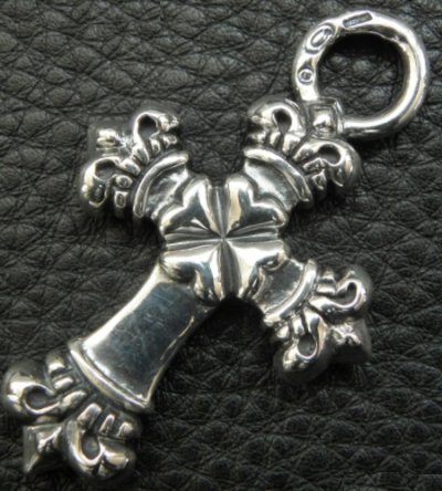 Photo2: One Eighth Long 4 Heart Crown Cross Pendant