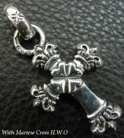 Photo2: One Eighth Long 4 Heart Crown Cross With H.W.O Pendant