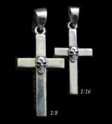 Skull On Plain Cross Pendant [1/8 , 1/16]