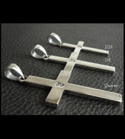 Photo2: G&Crown Plain Cross Pendant [Quarter,1/8,1/16]