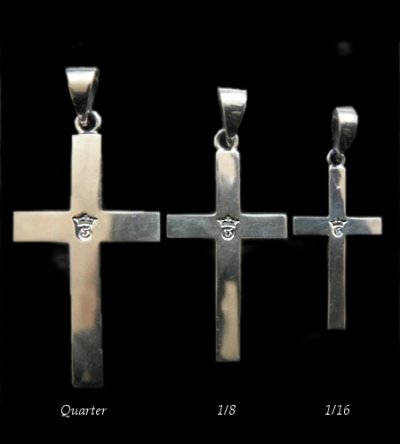 Photo1: G&Crown Plain Cross Pendant [Quarter,1/8,1/16]