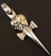 Photo16: 18k Gold Skull & Sterling Skull Double Face Square Bottom Dagger Pendant