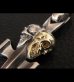 Photo11: 18k Gold Skull & Sterling Skull Double Face Square Bottom Dagger Pendant