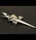 Photo4: 18k Gold Skull & Sterling Skull Double Face Square Bottom Dagger Pendant