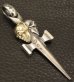 Photo13: 18k Gold Skull & Sterling Skull Double Face Square Bottom Dagger Pendant