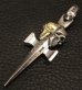 Photo12: 18k Gold Skull & Sterling Skull Double Face Square Bottom Dagger Pendant