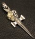 Photo3: 18k Gold Skull & Sterling Skull Double Face Square Bottom Dagger Pendant