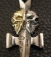 Photo7: 18k Gold Skull & Sterling Skull Double Face Square Bottom Dagger Pendant