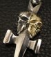 Photo2: 18k Gold Skull & Sterling Skull Double Face Square Bottom Dagger Pendant (2)