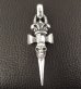 Photo11: Crown Single Skull Dagger Square Bottom With Chiseled Loop & H.W.O Pendant