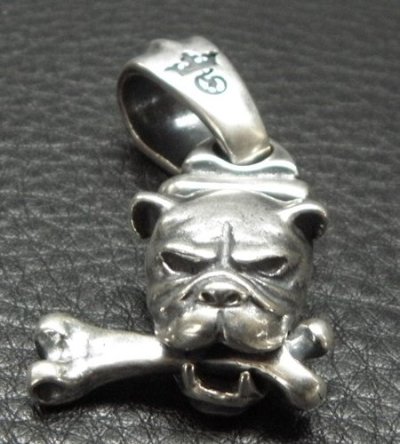 Photo2: Bulldog With Bone Boat Chain Neck Pendant