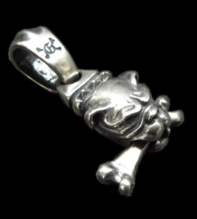 Photo1: Old Bulldog With Bone Boat Chain Neck Pendant