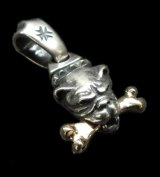 Old Bulldog With Gold Bone Boat Chain Neck Pendant