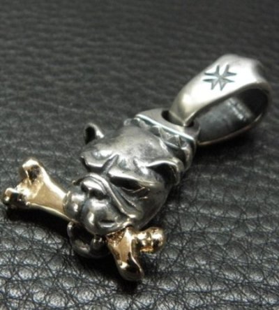 Photo2: Old Bulldog With Gold Bone Boat Chain Neck Pendant