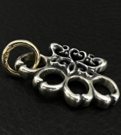 Photo2: Knuckle Duster With 18k Gold O-ring Pendant (1/8)