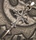 Photo4:  3Skull On 2inc Plain Grooved Cross With Single Skull Dagger Pendant (Quarter)