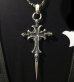 Photo9:  3Skull On 2inc Plain Grooved Cross With Single Skull Dagger Pendant (Quarter)