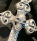 Photo10: Skull On Half 4Heart Chiseled Cross With Chevron Bail Pendant