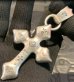 Photo7: Skull On Half 4Heart Chiseled Cross With Chevron Bail Pendant