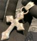 Photo5: Skull On Half 4Heart Chiseled Cross With Chevron Bail Pendant