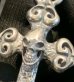 Photo12: Skull On Half 4Heart Chiseled Cross With Chevron Bail Pendant