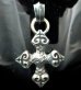 Photo12: 4 Heart Chiseled Short Cross With Chevron Bail Pendant