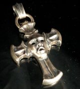 Face On Battle-Ax Cross With Chevron Bail Pendant