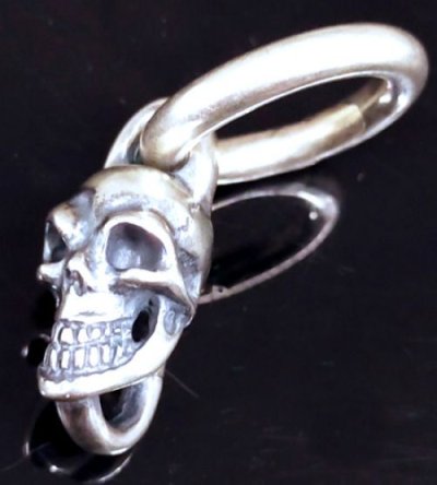 Photo1: Single Skull With O-ring Pendant