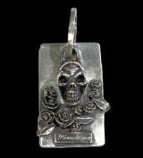 Single Skull With Rose Dog Tag