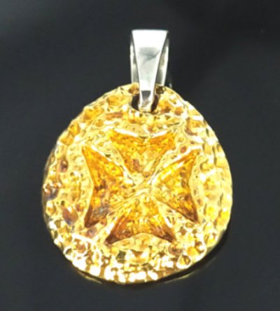 Photo1: Pure Gold Wrap 1/16 Maltese Cross Blob Pendant