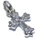 Photo1: 1/16  Long 4 Heart Crown Cross With H.W.O Pendant [Platinum finish] (1)