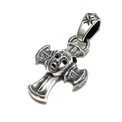 Photo2: 1/16 Face On Battle-Ax Cross With Classic H,W,O Pendant 