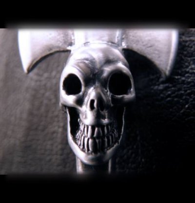 Photo4: Single Skull Dagger Round Bottom Pendant (Maltese Cross Stamp)