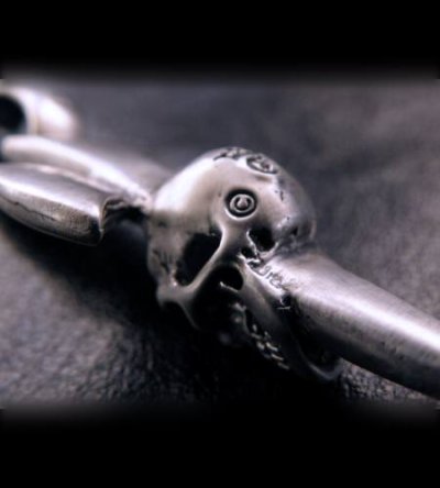 Photo3: Single Skull Dagger Round Bottom Pendant (Maltese Cross Stamp)