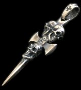 Triple Skull Dagger Pendant (Maltese Cross Stamp)