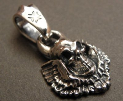 Photo3: Quarter Skull Wing Pendant