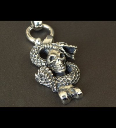 Photo3: Skull On Snake With H.W.O Pendant