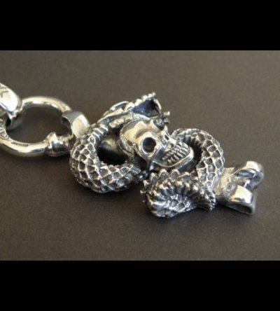 Photo2: Skull On Snake With H.W.O Pendant